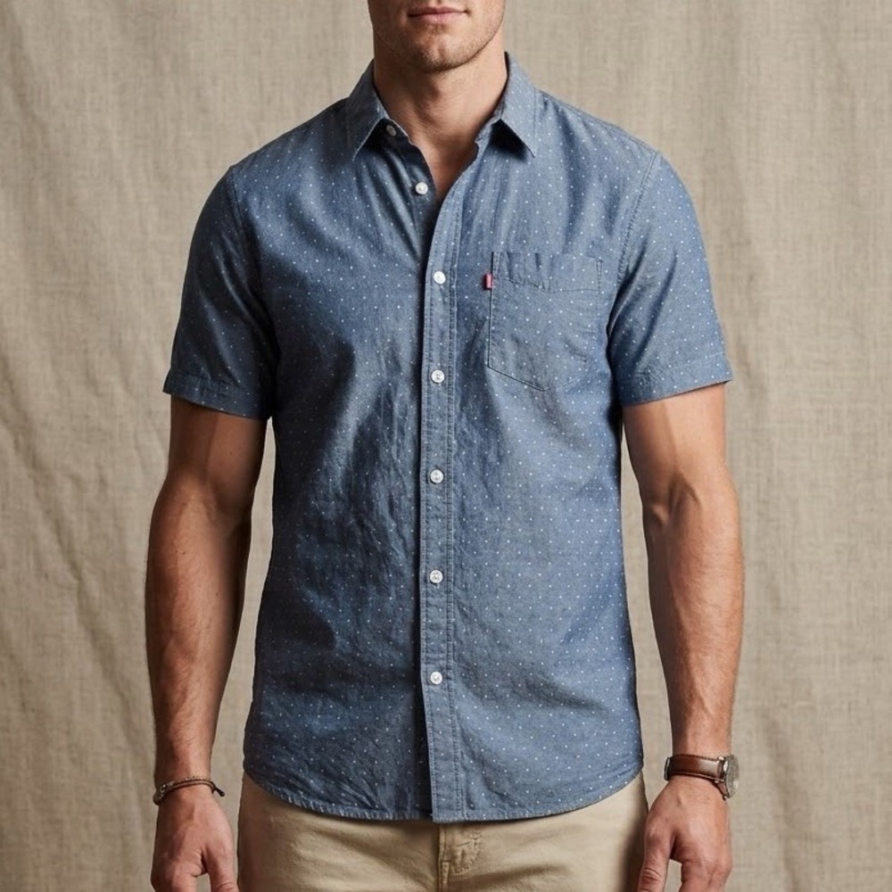Levi's Men's Sz M Standard Fit Short Sleeve Button Up Shirt One Pocket NWT